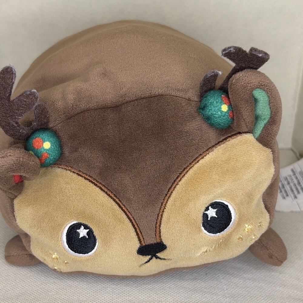 Moosh Moosh Christmas REINDEER Pillow Squishy Stuffed Plush, 4" X 6" X 8” (F)